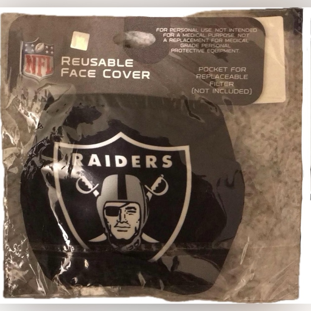 New Official NFL Las Vegas Raiders Reusable Face Mask Factory Sealed